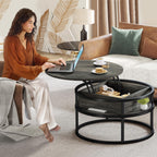 Moasis Round Lift Top Coffee Table with Hidden Storage