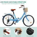 Moasis24/ 26 7-speed Cruiser Bike Adjustable Step Through Bike Commute Bike Bicycle