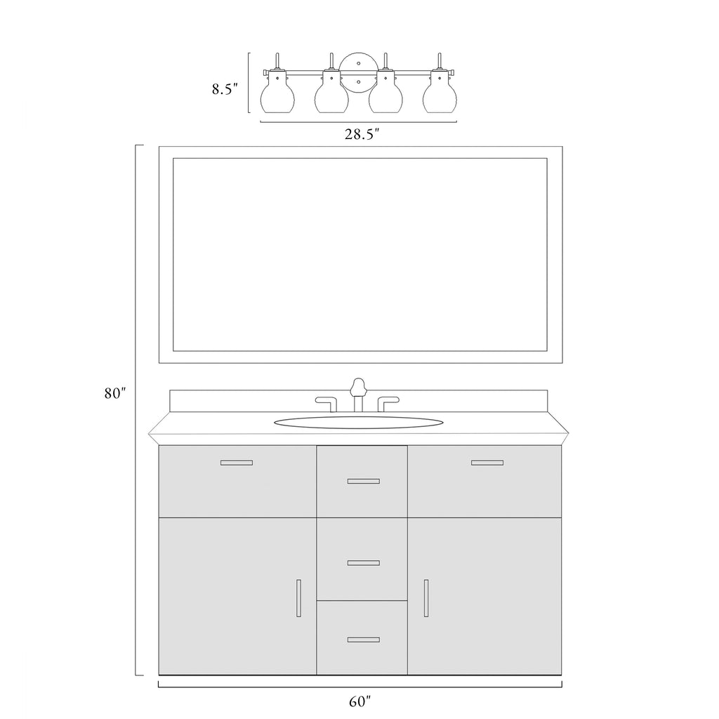 Modern 2/3/4/5-Light Bathroom Vanity Light Globe Glass Wall Sconce Minimalist Design