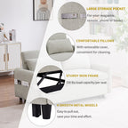 Modern 2 Seat Couch, Microfiber Pull Out Sleep Sofa Bed wih Adjsutable Backrest, Storage Pockets, 2 Soft Pillows, USB Ports