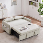 Modern 2 Seat Couch, Microfiber Pull Out Sleep Sofa Bed wih Adjsutable Backrest, Storage Pockets, 2 Soft Pillows, USB Ports