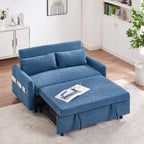 Modern 2 Seat Couch, Microfiber Pull Out Sleep Sofa Bed wih Adjsutable Backrest, Storage Pockets, 2 Soft Pillows, USB Ports
