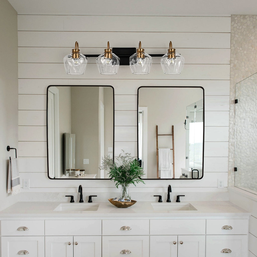 Modern 3/4-lights Bathroom Dimmable Vanity Lights Wall Sconces with Glass Shade