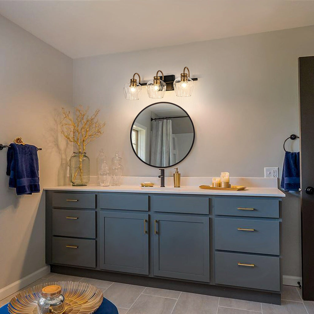 Modern 3/4-lights Bathroom Dimmable Vanity Lights Wall Sconces with Glass Shade