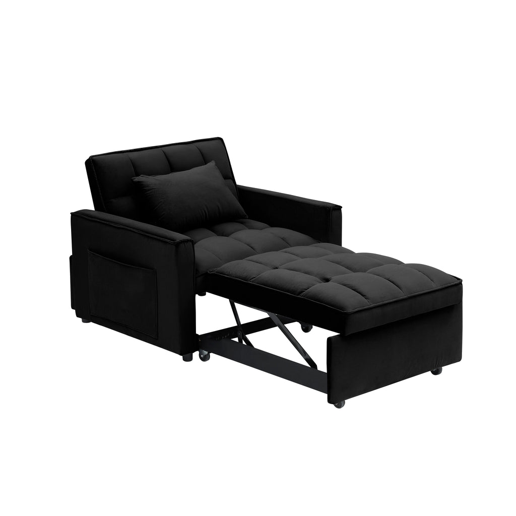 Modern 70.86 3 in 1 Single Convertible Sofa Bed with Adjustable Back and Moving Wheel for Living Room
