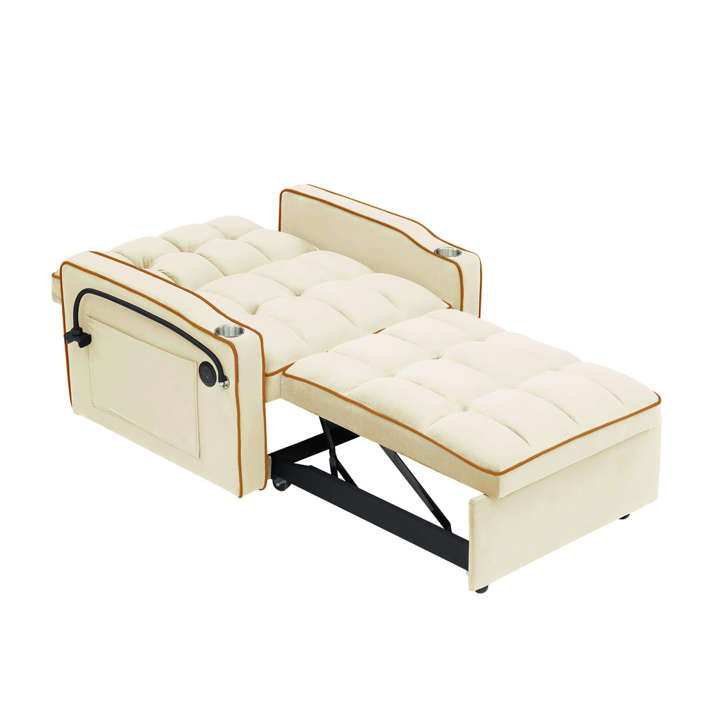 Modern 70.86 3 in 1 Single Convertible Sofa Bed with Adjustable Back and USB Charging Port for Living Room