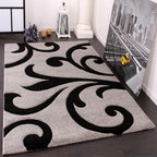 Modern Area Rug Floral Pattern with Contour Cut