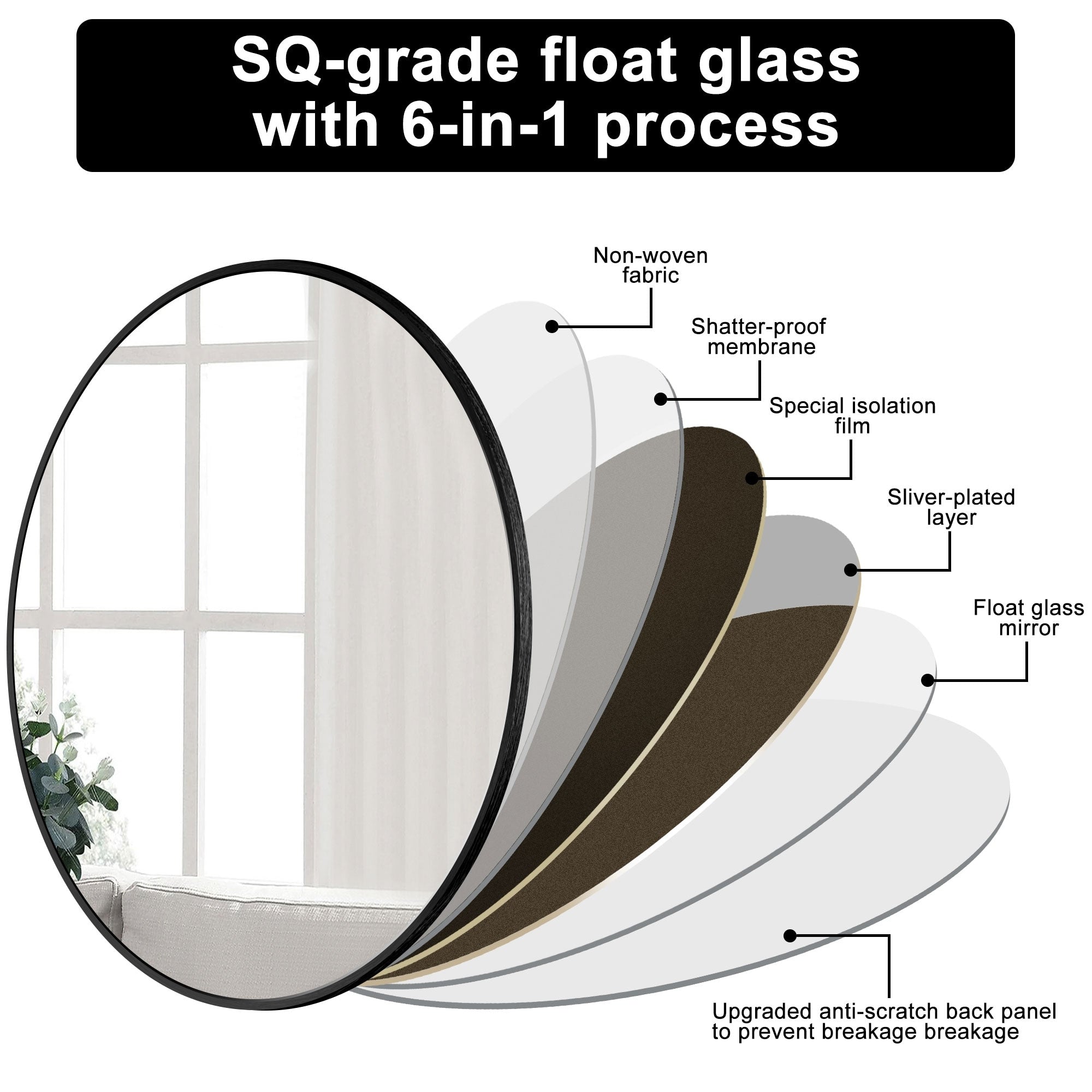 Modern Bathroom Wall Mounted Round Vanity Mirror