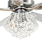 Modern Chrome 52-inch Crystal Chandelier Ceiling Fan with Remote