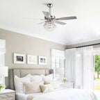 Modern Chrome 52-inch Crystal Chandelier Ceiling Fan with Remote