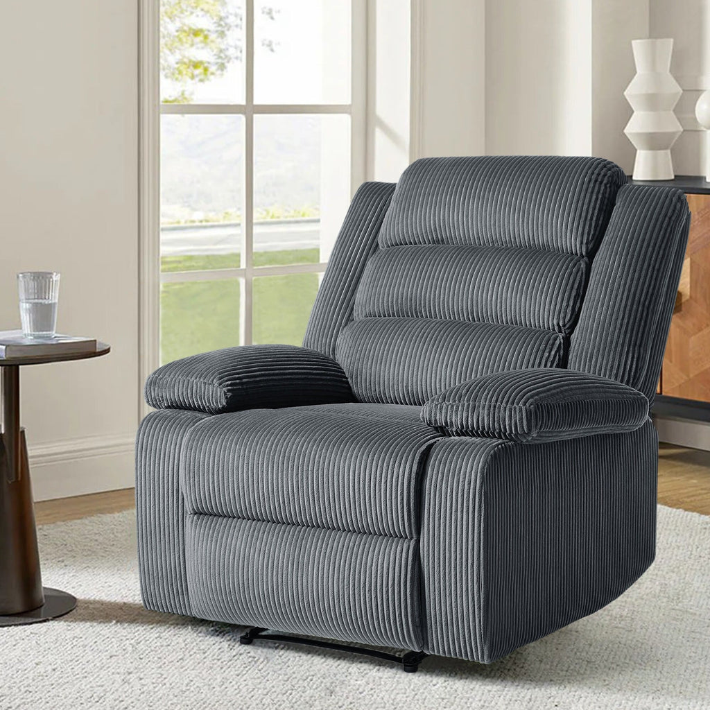 Modern Corduroy Manual Recliner Chair, Lounger Adjustable Recliners with Wide Armrest