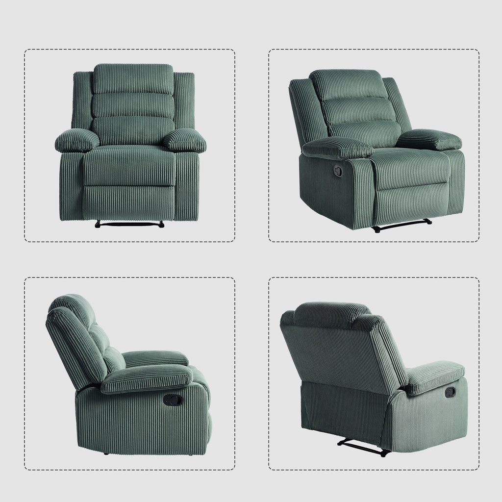 Modern Corduroy Manual Recliner Chair, Lounger Adjustable Recliners with Wide Armrest