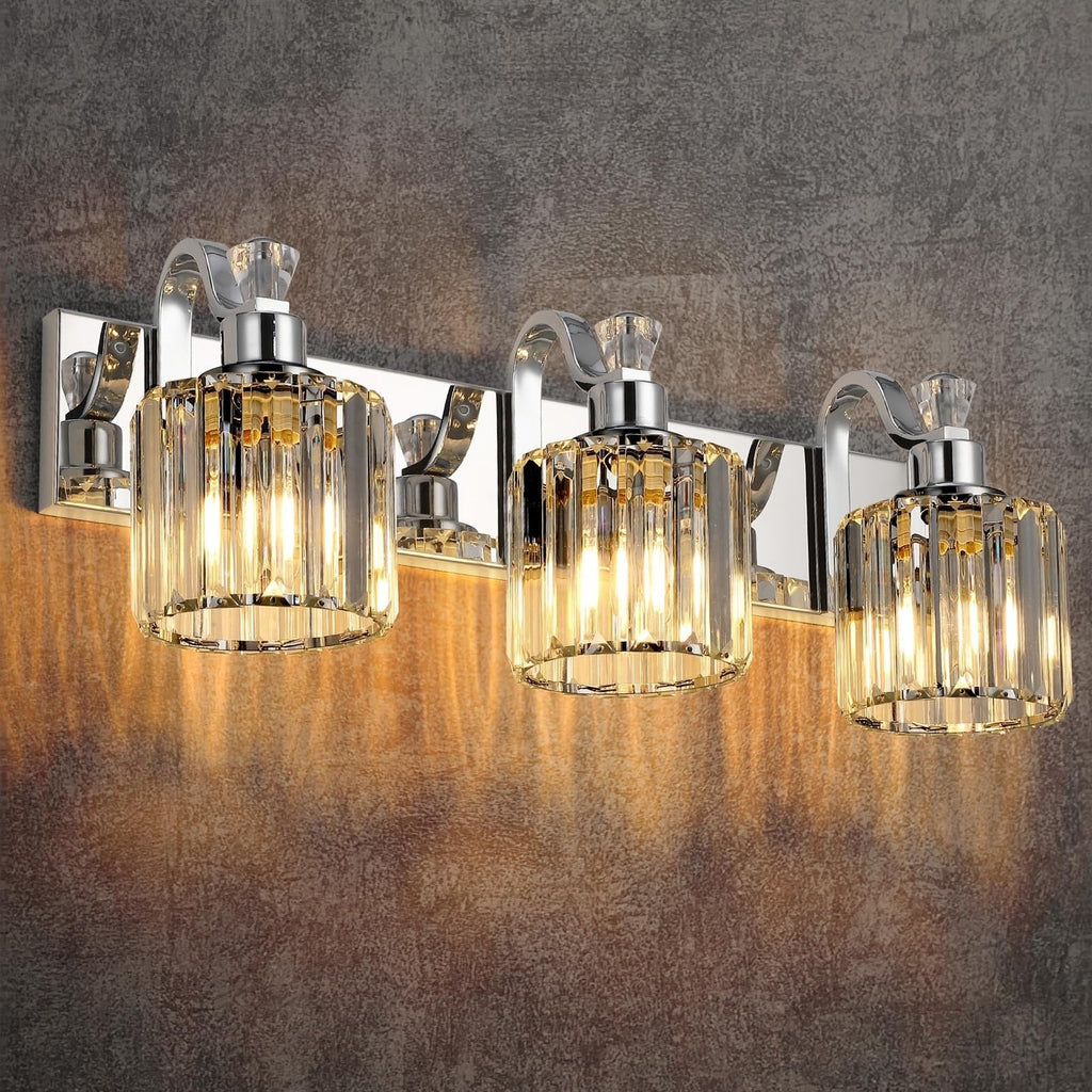 Modern Crystal Bathroom Vanity Lights Dimmable Wall Sconces