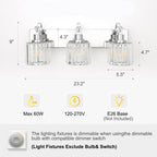 Modern Crystal Bathroom Vanity Lights Dimmable Wall Sconces