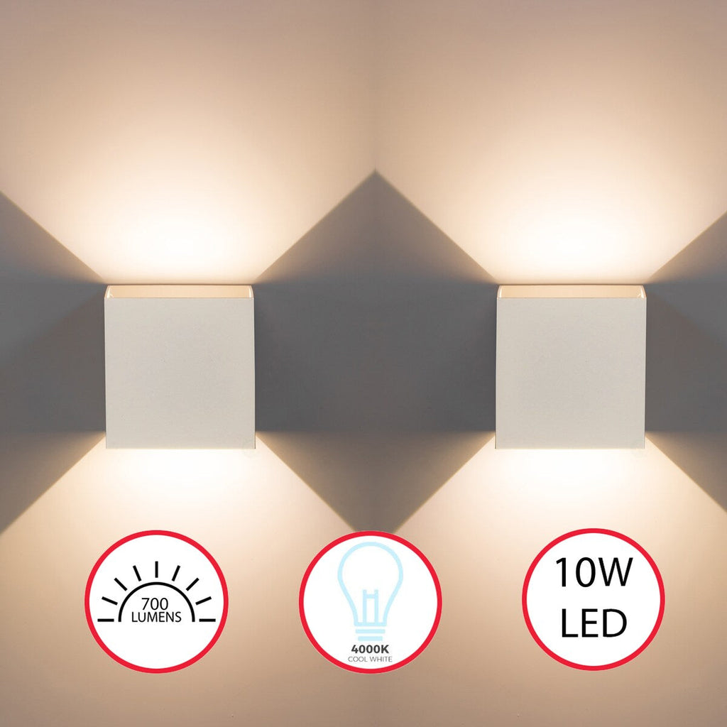 Modern Wall Sconce LED Waterproof Wall Lamp Aluminum with Adjustable Beam 10-Watt 4000K Cool White Indoor Outdoor