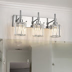 Modern Dimmable Crystal Bathroom Vanity Light Wall Sconces with Crystal Shades