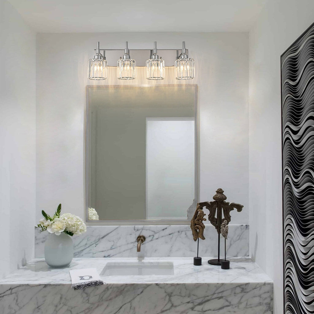 Modern Dimmable Crystal Bathroom Vanity Light Wall Sconces with Crystal Shades