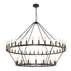Modern Farmhouse Chandelier 2 Tier Round Wagon Wheel Chandelier Large High Ceiling Light.