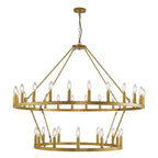 Modern Farmhouse Chandelier 2 Tier Round Wagon Wheel Chandelier Large High Ceiling Light.
