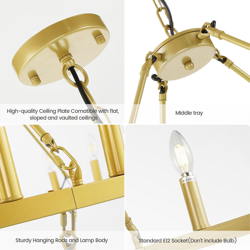 Modern Farmhouse Chandelier 2 Tier Round Wagon Wheel Chandelier Large High Ceiling Light.