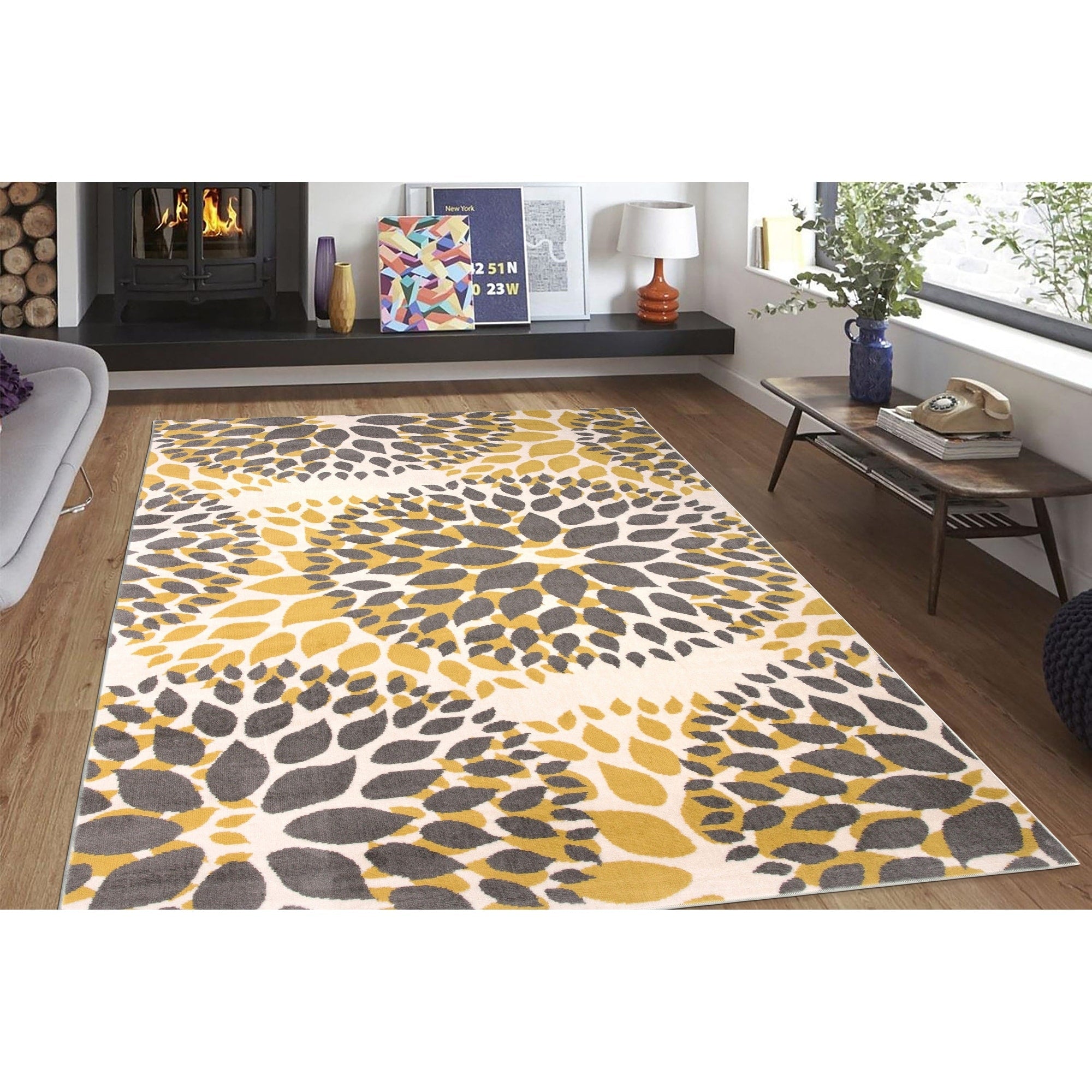 World Rug Gallery Modern Floral Circles Area Rug