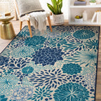 Modern Floral Circles Flatweave Indoor/Outdoor Area Rug