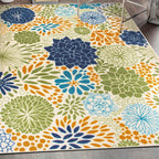 Modern Floral Circles Flatweave Indoor/Outdoor Area Rug