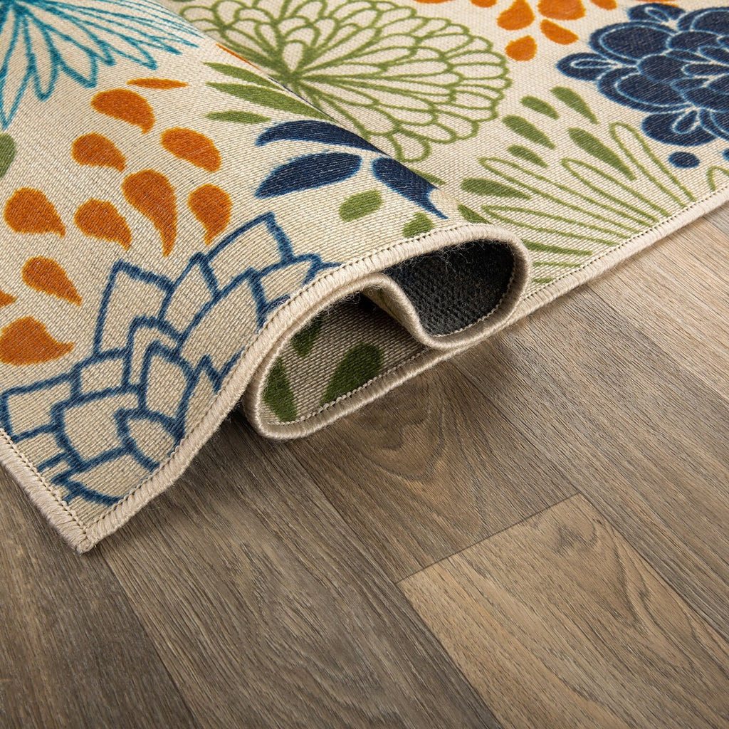 Modern Floral Circles Flatweave Indoor/Outdoor Area Rug