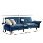 Modern Futon Sofa Bed, Convertible Sleeper Sofa with Tapered Wood Legs, 78.35 W, Small Split Back Sofa for Living Room