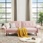 Modern Futon Sofa Bed, Convertible Sleeper Sofa with Tapered Wood Legs, 78.35 W, Small Split Back Sofa for Living Room