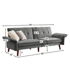 Modern Futon Sofa Bed, Convertible Sleeper Sofa with Tapered Wood Legs, 78.35 W, Small Split Back Sofa for Living Room