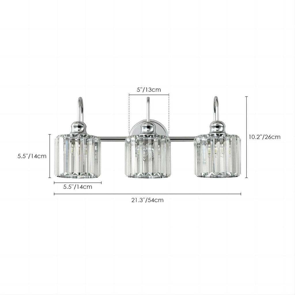 3/ 4-Light Modern Glam Crystal Dimmable Bathroom Vanity Light Linear Wall Light