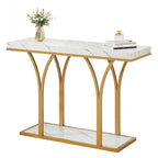 Modern Gold Console Sofa Table with Marbling Top for Entryway Hallway