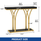 Modern Gold Console Sofa Table with Marbling Top for Entryway Hallway