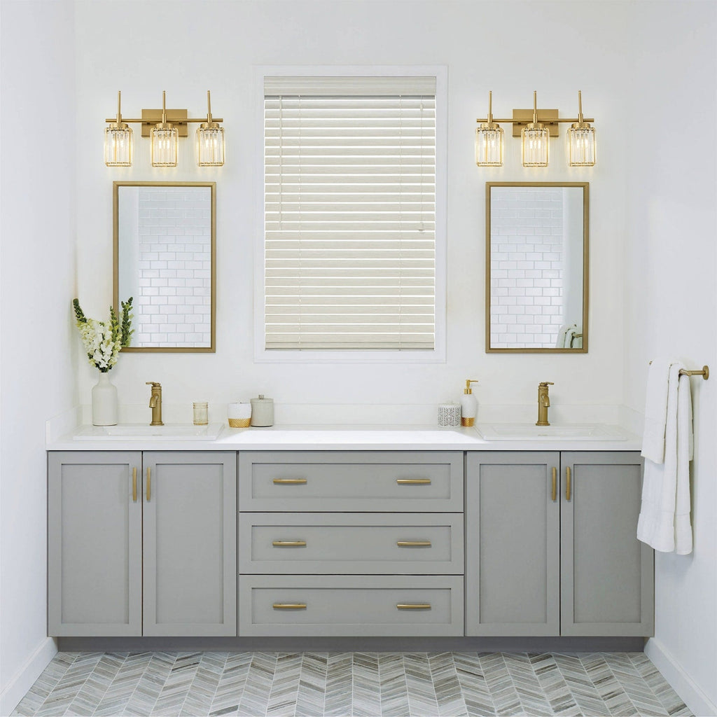 Modern Gold Dimmable Wall Light Glam Cylinder Bathroom Crystal Vanity Light Wall Sconces