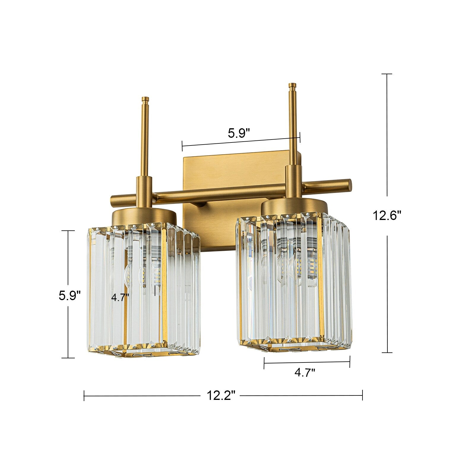 Modern Gold Dimmable Wall Light Glam Cylinder Bathroom Crystal Vanity Light Wall Sconces
