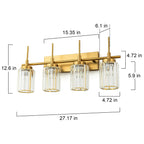 Modern Gold Dimmable Wall Light Glam Cylinder Bathroom Crystal Vanity Light Wall Sconces