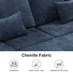 Modern L-Shaped Chenille Sectional Sofa with Pull-Out Sleeper, Storage Seats, Ottoman and 2 Pillows for Living Room