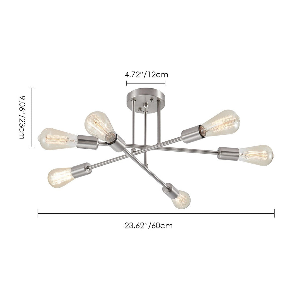 6 - Light Modern Metal 23.62'' Sputnik Semi-Flush Mount Ceiling Light