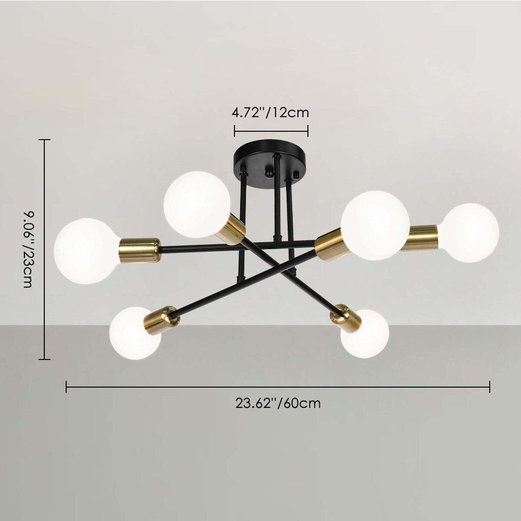 6 - Light Modern Metal 23.62'' Sputnik Semi-Flush Mount Ceiling Light