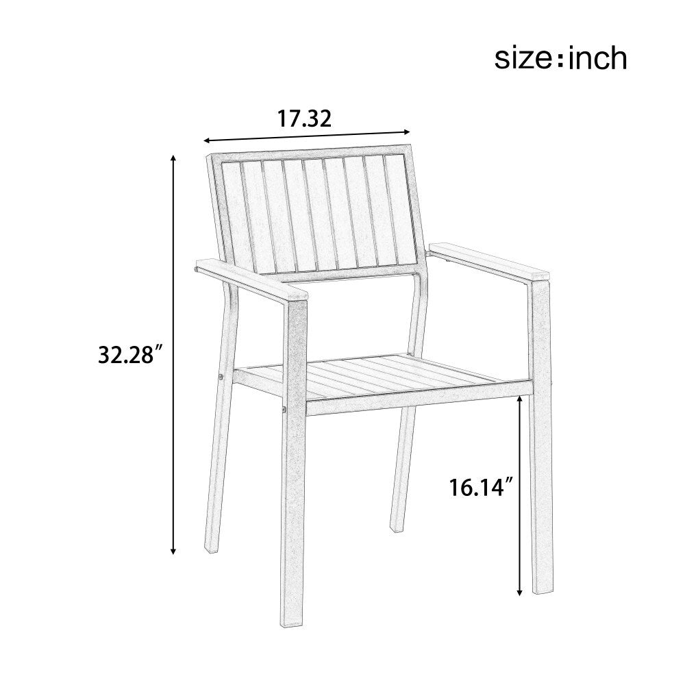 Modern Outdoor 7-piece Dining Set with Six Chairs and a Extendable Table for Patio
