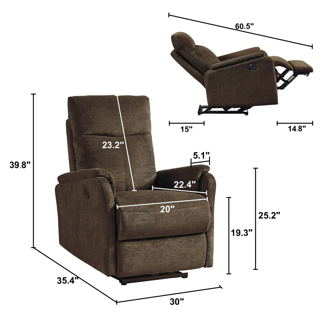 Modern Power Recliner Chair with USB, Full Head & Lumbar Support
