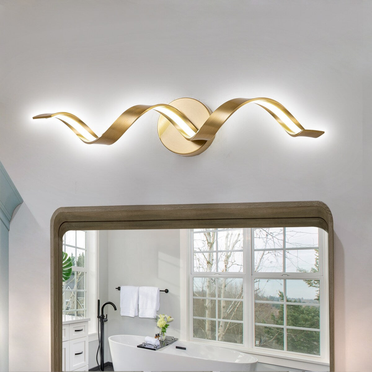 Modern Spiral Design LED Bathroom Vanity Light Dimmable Wall Light