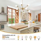 Modern Sputnik Chandelier 10-Light Adjustable Ceiling Light Fixture for Kitchen Dining Room Living Room Bedroom - N/A