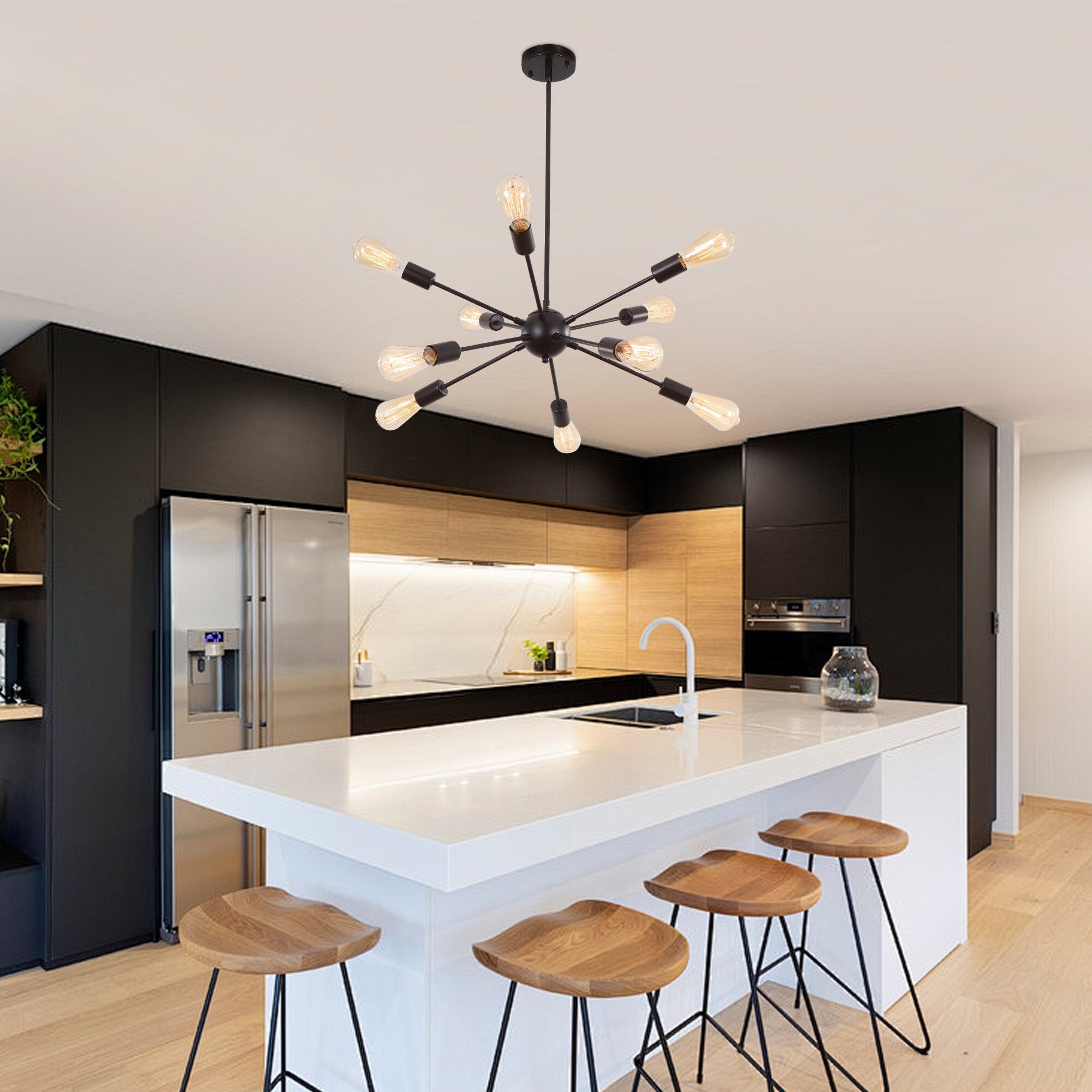 Modern Sputnik Chandelier 10-Light Adjustable Ceiling Light Fixture for Kitchen Dining Room Living Room Bedroom - N/A