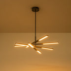 Modern Tiered Linear Sputnik Chandelier Warm Light 3000K Integrated LED Chandelier