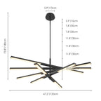 Modern Tiered Linear Sputnik Chandelier Warm Light 3000K Integrated LED Chandelier