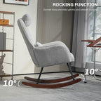 Modern Upholstered Rocking Nursery Glider Chair with High Backrest, Headrest and Lumbar Pillow for Living Room or Bedroom