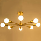 Black/ Gold Sputnik Semi Flush Mount Lamp Close to Ceiling Light Fixture for Living Room/ Kitchen/ Office/ Bedroom/ Foyer