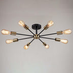 Black/ Gold Sputnik Semi Flush Mount Lamp Close to Ceiling Light Fixture for Living Room/ Kitchen/ Office/ Bedroom/ Foyer